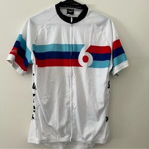 Twin Six White Cycling Jersey with Multicolor Stripes size XL made in  USA